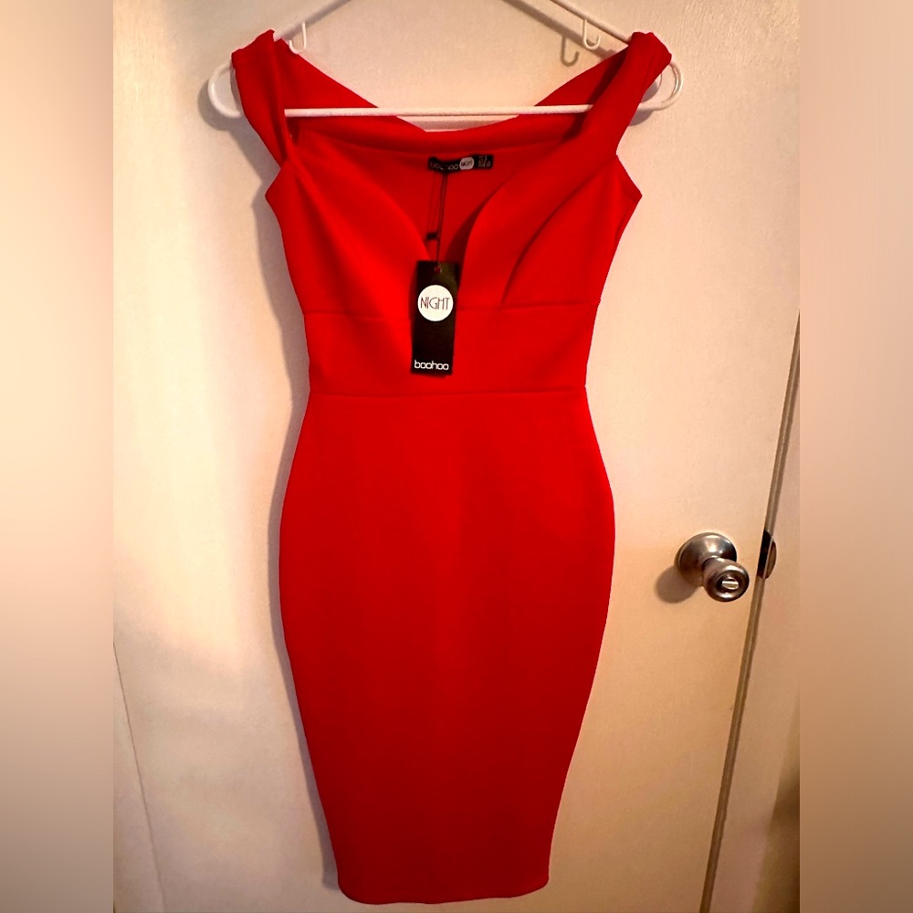 Boohoo Red Evening Dress